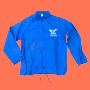 Vtg 70s/80s Auburn War Eagle Coach Jacket Blue Nylon Snap Windbreaker Medium